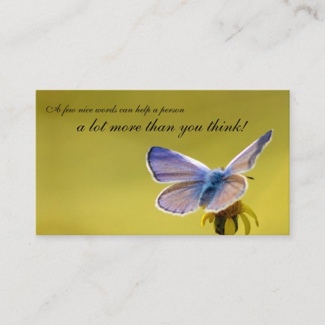 Schöner Schmetterling mit motivierend Zitat Visitenkarte (Vorderseite)