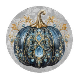 Schöner, schmuckfreier Kürbis in Blau und Gold Schneidebrett