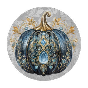 Schöner, schmuckfreier Kürbis in Blau und Gold Schneidebrett