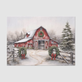 Schöner SchneeWinter Rustikaler Roter Barn Weihnac Seidenpapier