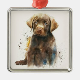 SCHÖNER SCHOKOLADENLABRADOR RETRIEVER HUND ORNAMENT AUS METALL