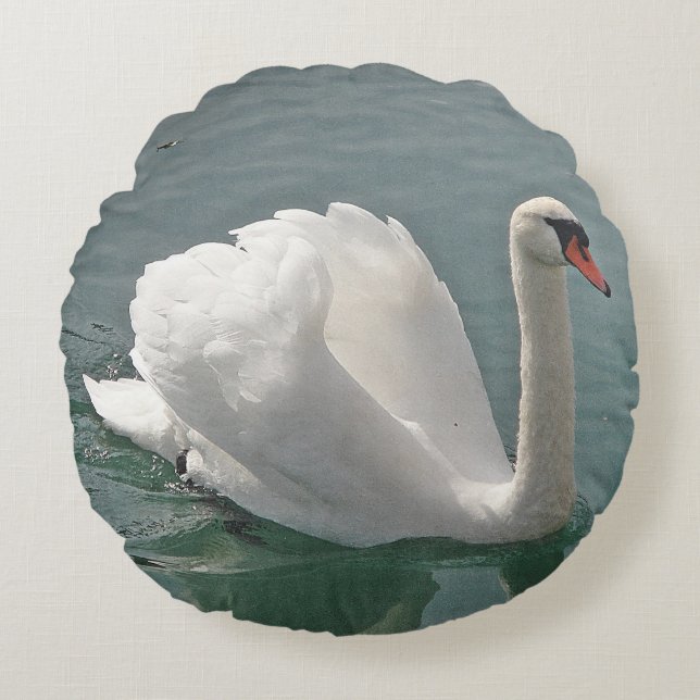Schöner Schwan Rundes Kissen (Vorderseite)