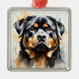 SCHÖNER SCHWARZ & TAN ROTTWEILER PUPPENHUND ORNAMENT AUS METALL