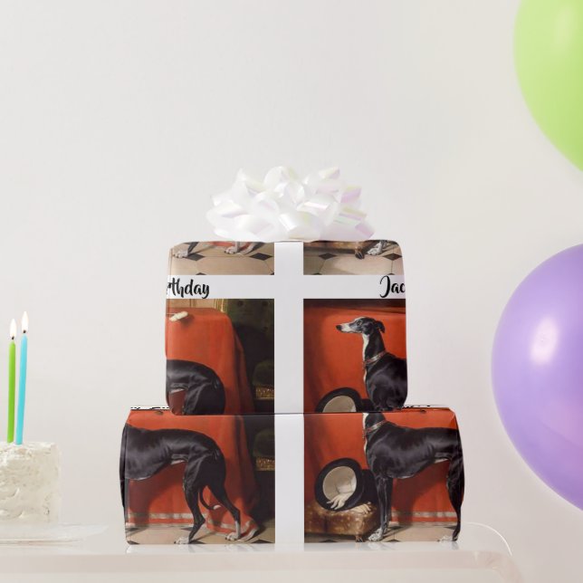 Schöner Schwarz & Weiß Greyhound Geschenkpapier (Partygeschenke)