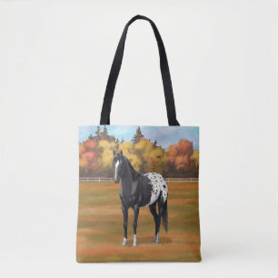 Schöner schwarzer Appaloosa Quarter Pferdehengst Tasche