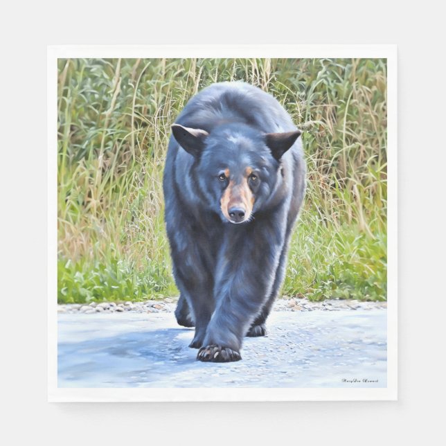 Schöner schwarzer Bär - Paper Napkin Serviette (Vorderseite)