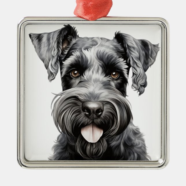 SCHÖNER SCHWARZER KERRY BLAUE TERRIER HUND ORNAMENT AUS METALL (Vorne)