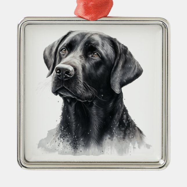 SCHÖNER SCHWARZER LABRADOR RETRIEVER HUND ORNAMENT AUS METALL (Vorne)