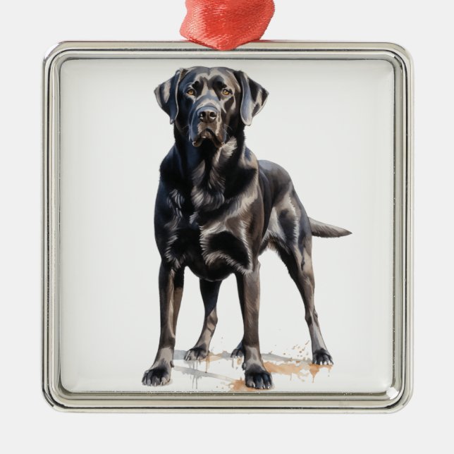 SCHÖNER SCHWARZER LABRADOR RETRIEVER HUND ORNAMENT AUS METALL (Vorne)