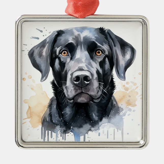 SCHÖNER SCHWARZER LABRADOR RETRIEVER HUND ORNAMENT AUS METALL (Vorne)