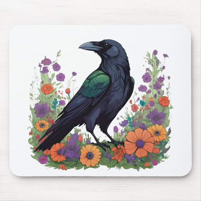 Schöner schwarzer Rabe Mousepad (Vorne)