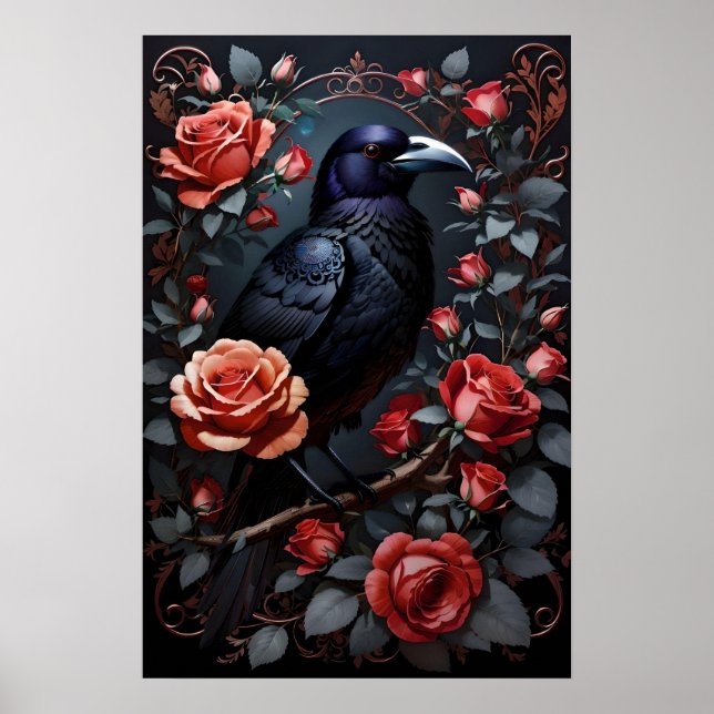 Schöner Schwarzer Rose Garten Poster (Vorne)
