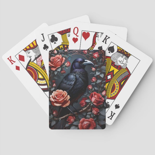 Schöner Schwarzer Rose Garten Spielkarten (Rückseite)