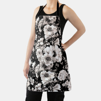Schöner schwarzer und leichter Sepiaton floral Schürze