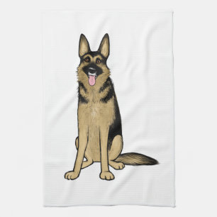 Schöner Schwarzer und Tan German Shepherd Dog Geschirrtuch