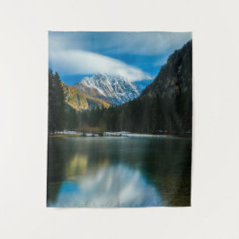 Schöner See mit Bergen Zgornje Jezersko Wandteppich