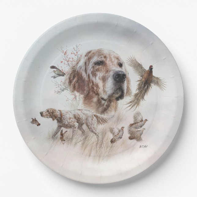 Schöner Setter, Kunst Pappteller (Vorderseite)
