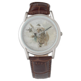 Schöner Setter mit Fasanen, Kunst Armbanduhr