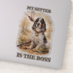 Schöner Setter mit Fasanen, Kunst Aufkleber