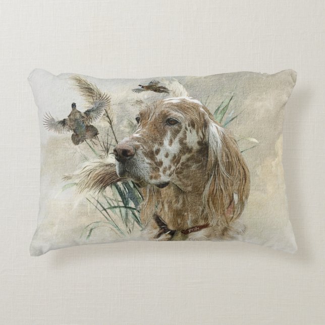 Schöner Setter mit Fasanen, Kunst Dekokissen (Vorderseite)