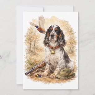 Schöner Setter mit Fasanen, Kunst Einladung