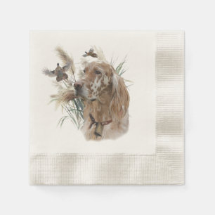 Schöner Setter mit Fasanen, Kunst Serviette