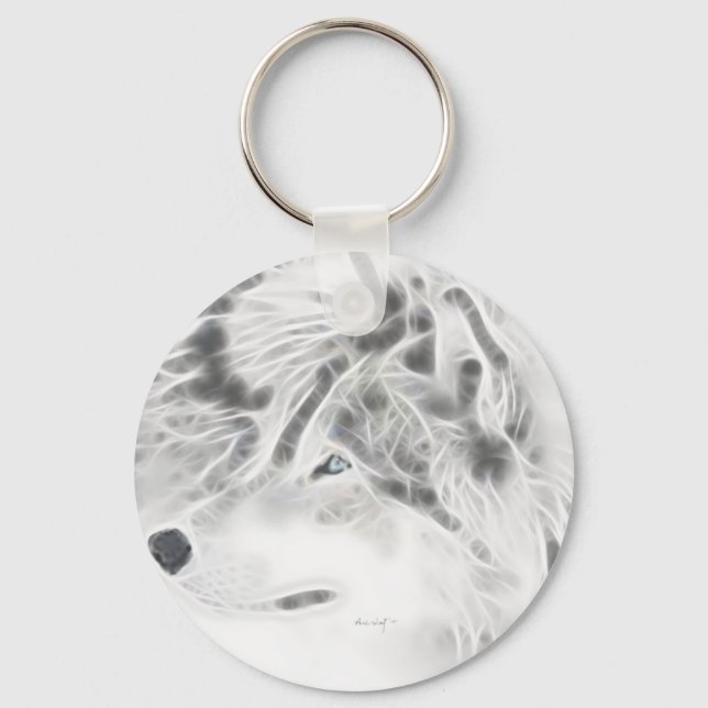 Schöner SilberWolf Schlüsselanhänger (Vorderseite)