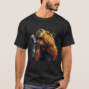 Schöner singender Capybara für Karaoke-Jungen und T-Shirt