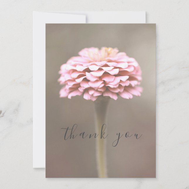 Schöner Single Rosa Blume Flat Danke Karte (Vorderseite)