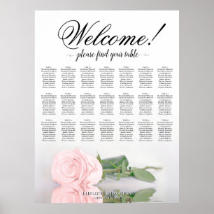 Schöner Sitzplan für 21 Tische mit rosa Rose für d Poster