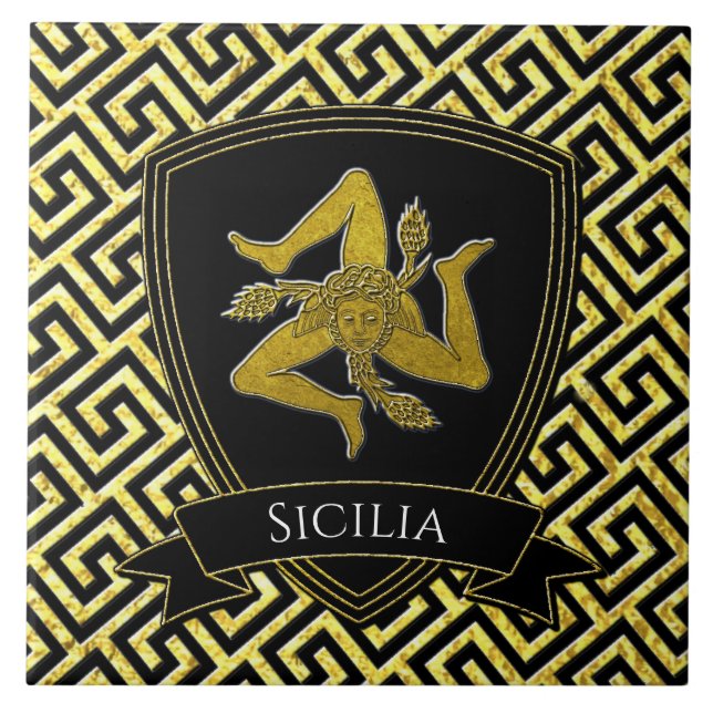Schöner sizilianischer Trinacria griechischer Schl Fliese (Vorderseite)