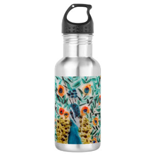Schöner Smaragdgrün, türkisfarbener Pfau Edelstahlflasche