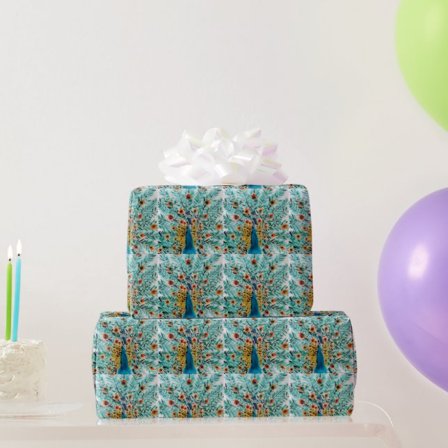 Schöner Smaragdgrün und türkis Peacock Geschenkpapier (Partygeschenke)