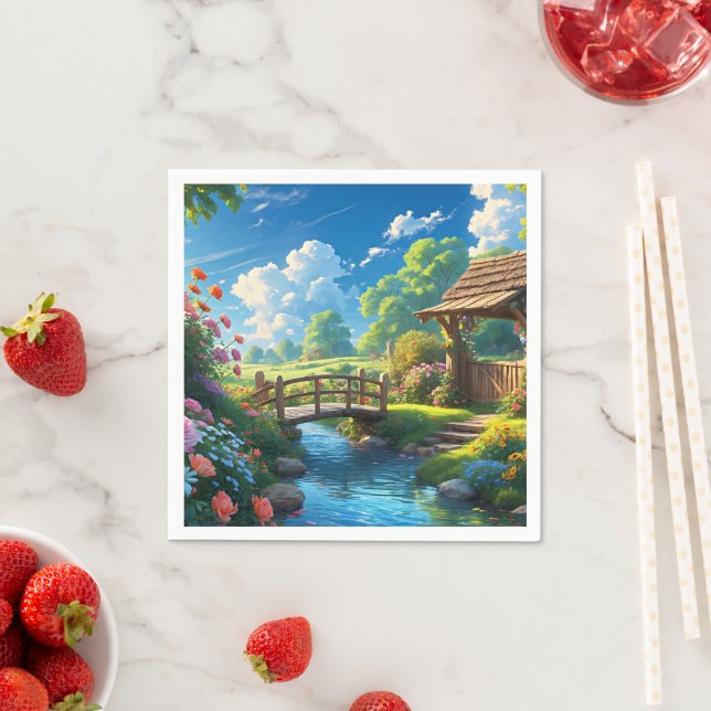 Schöner Sommer, bunte Illustration, Serviette (Beispiel)