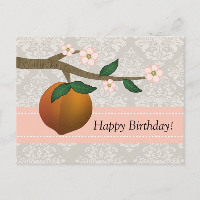 Schöner Sommer Georgien Pfirsich und Blumendesign Postkarte (Vorderseite)