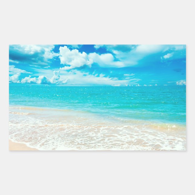 Schöner Sommer-Strand Rechteckiger Aufkleber (Vorderseite)