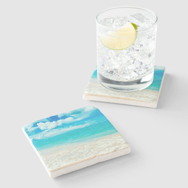 Schöner Sommer-Strand Steinuntersetzer (Seitenansicht)