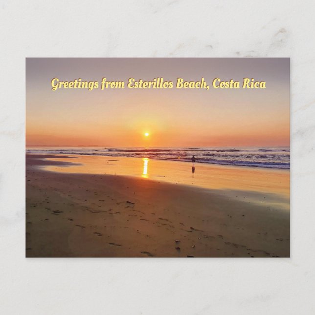 Schöner Sonnenaufgang am Strand von Esterillos, Co Postkarte (Vorderseite)