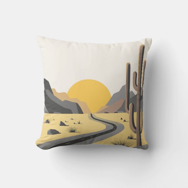 Schöner Sonnenaufgang der Wüste mit Bergsicht Kissen (Vorderseite)