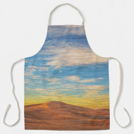 Schöner Sonnenaufgang über Sanddünen auf Holz Schürze