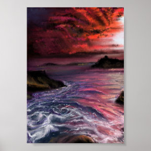 Schöner Sonnenuntergang am Meer - Abstraktes Origi Poster