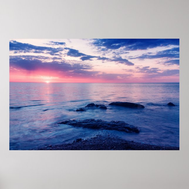 Schöner Sonnenuntergang am Meer Poster (Vorne)