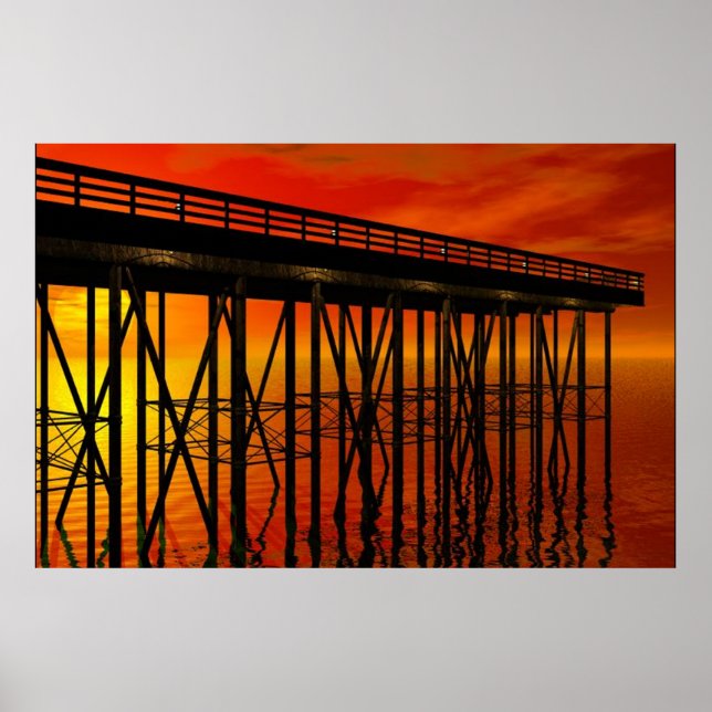 Schöner Sonnenuntergang am Pier 487 Poster (Vorne)