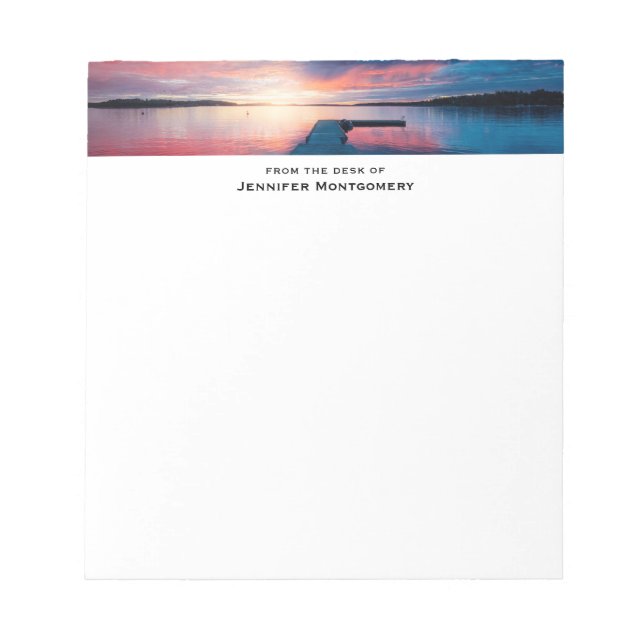 Schöner Sonnenuntergang am ruhigen See Notizblock (Vorderseite)