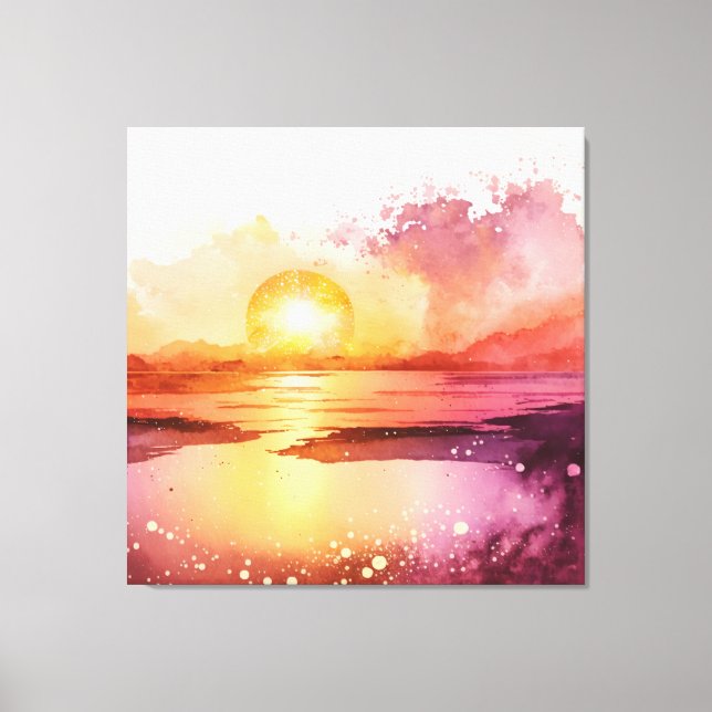 Schöner Sonnenuntergang am Strand Leinwanddruck (Vorderseite)