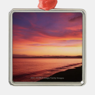 Schöner Sonnenuntergang am Strand Silbernes Ornament