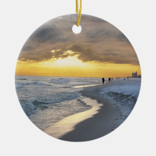 Schöner Sonnenuntergang am Strand von Pensacola, F Keramik Ornament (Vorne)