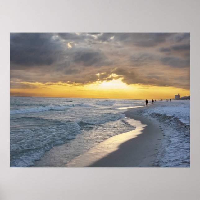 Schöner Sonnenuntergang am Strand von Pensacola, F Poster (Vorne)