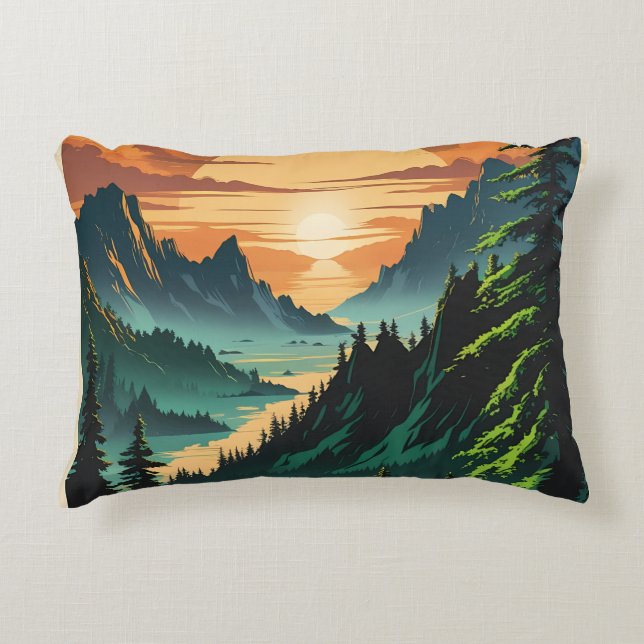 Schöner Sonnenuntergang Dekokissen (Vorderseite)