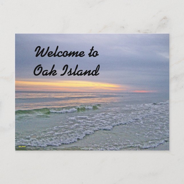 Schöner Sonnenuntergang entlang der Insel Oak Postkarte (Vorderseite)